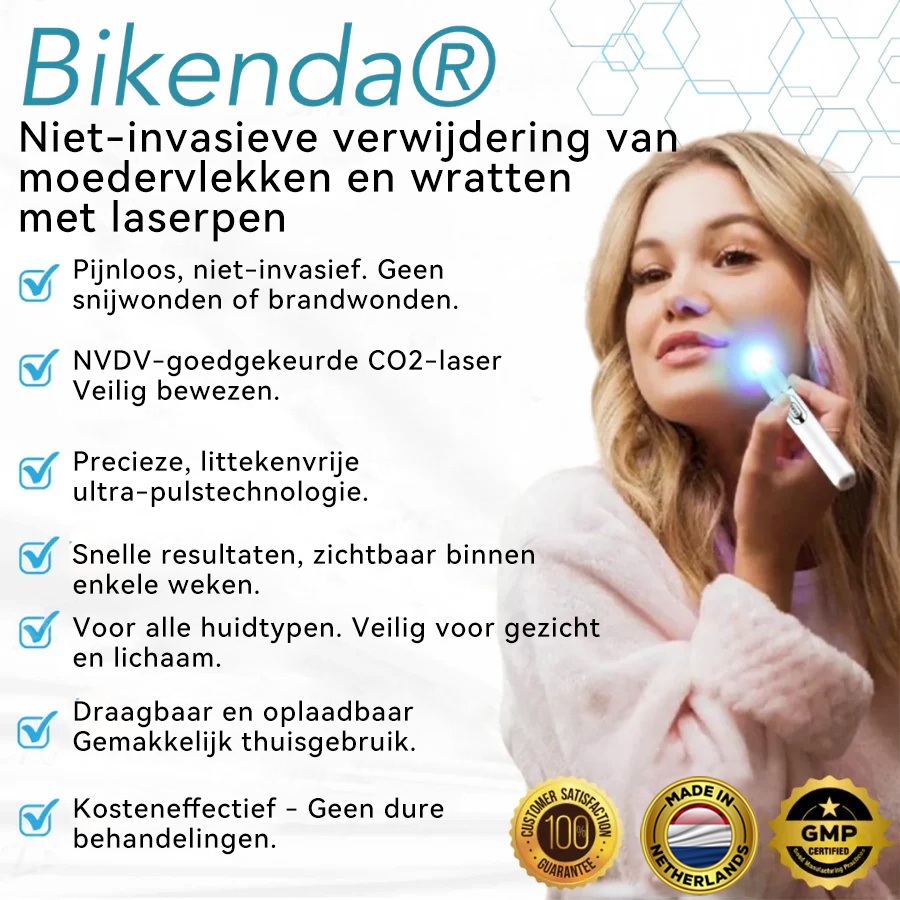Bikenda® laserpen 💕(met CO₂-lasertechnologie – effectief voor het verwijderen van moedervlekken, wratten, huidflapjes, pigmentvlekken en andere onvolkomenheden)